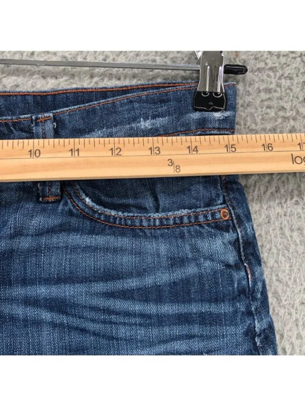 Banana Republic Skirt Womens 26 Blue Denim Mini Raw Hem Distressed Frayed Pocket